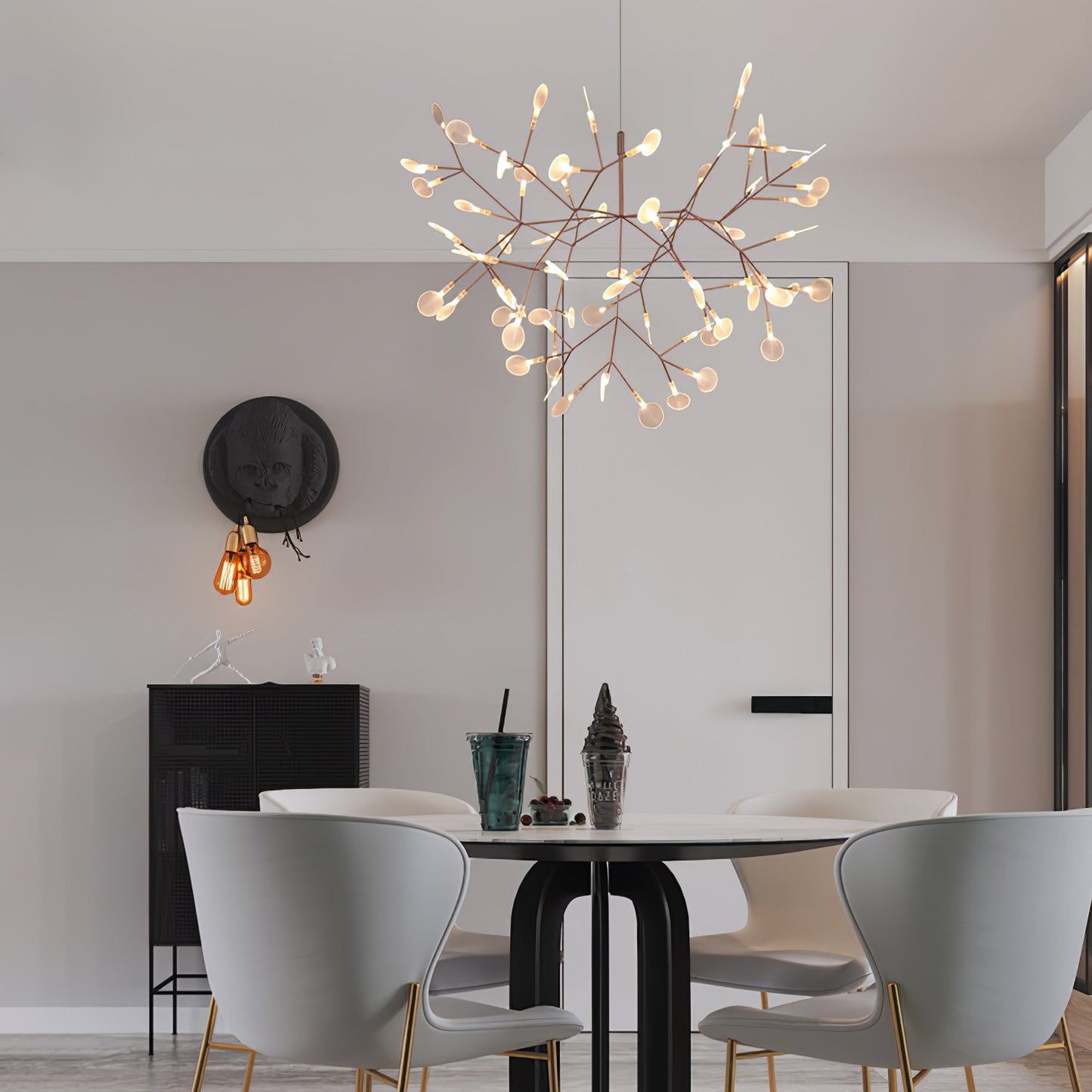Rose Gold Firefly LED Chandelier - Dimmable, Energy-Efficient Lighting