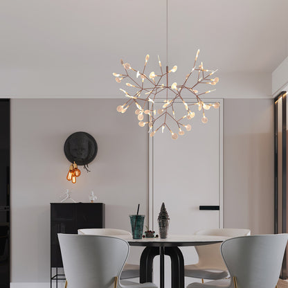Rose Gold Firefly LED Chandelier - Dimmable, Energy-Efficient Lighting