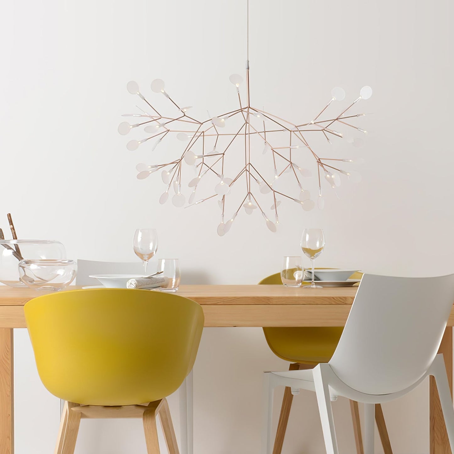 Rose Gold Firefly LED Chandelier - Dimmable, Energy-Efficient Lighting