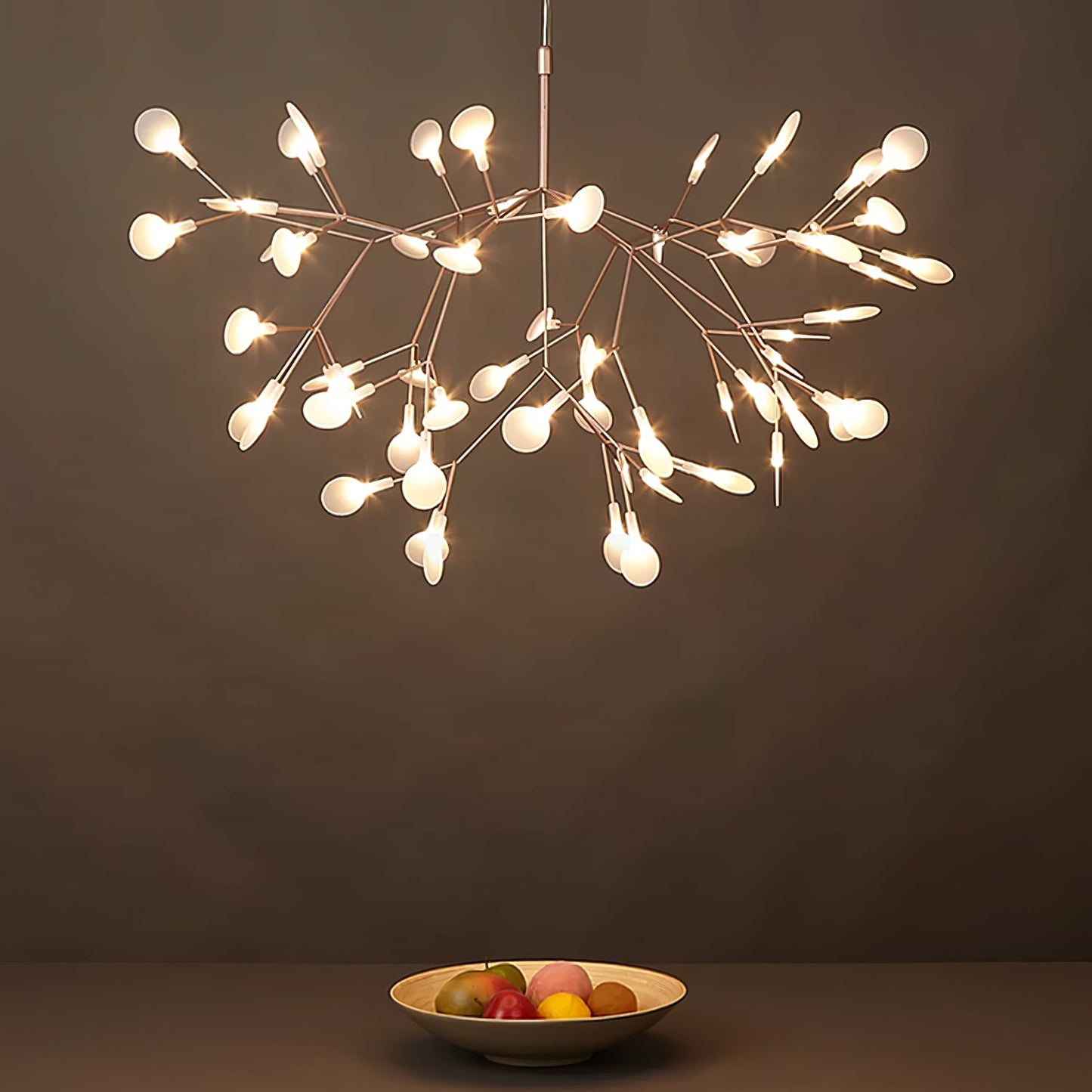 Rose Gold Firefly LED Chandelier - Dimmable, Energy-Efficient Lighting