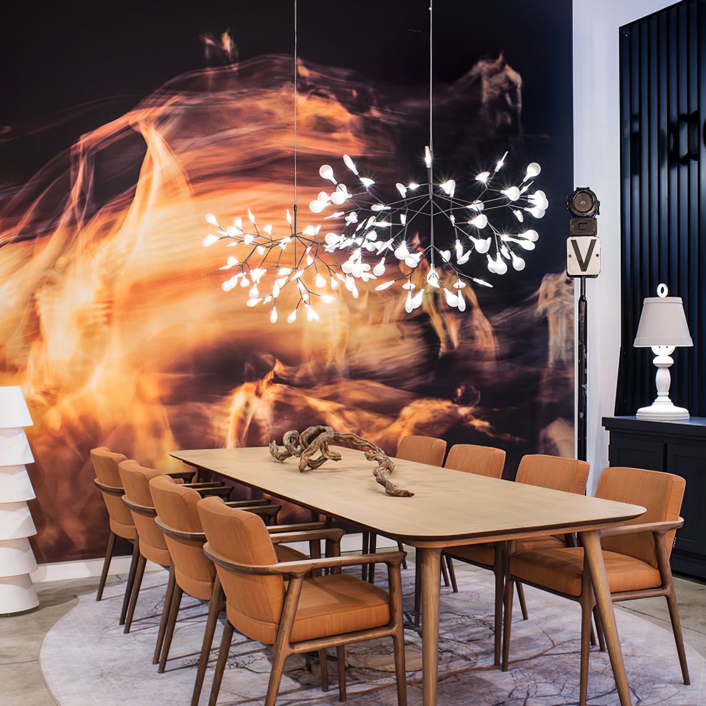 Rose Gold Firefly LED Chandelier - Dimmable, Energy-Efficient Lighting