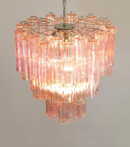 Elegant Rose Tubes Glass Chandelier with Adjustable Height & LED Compa