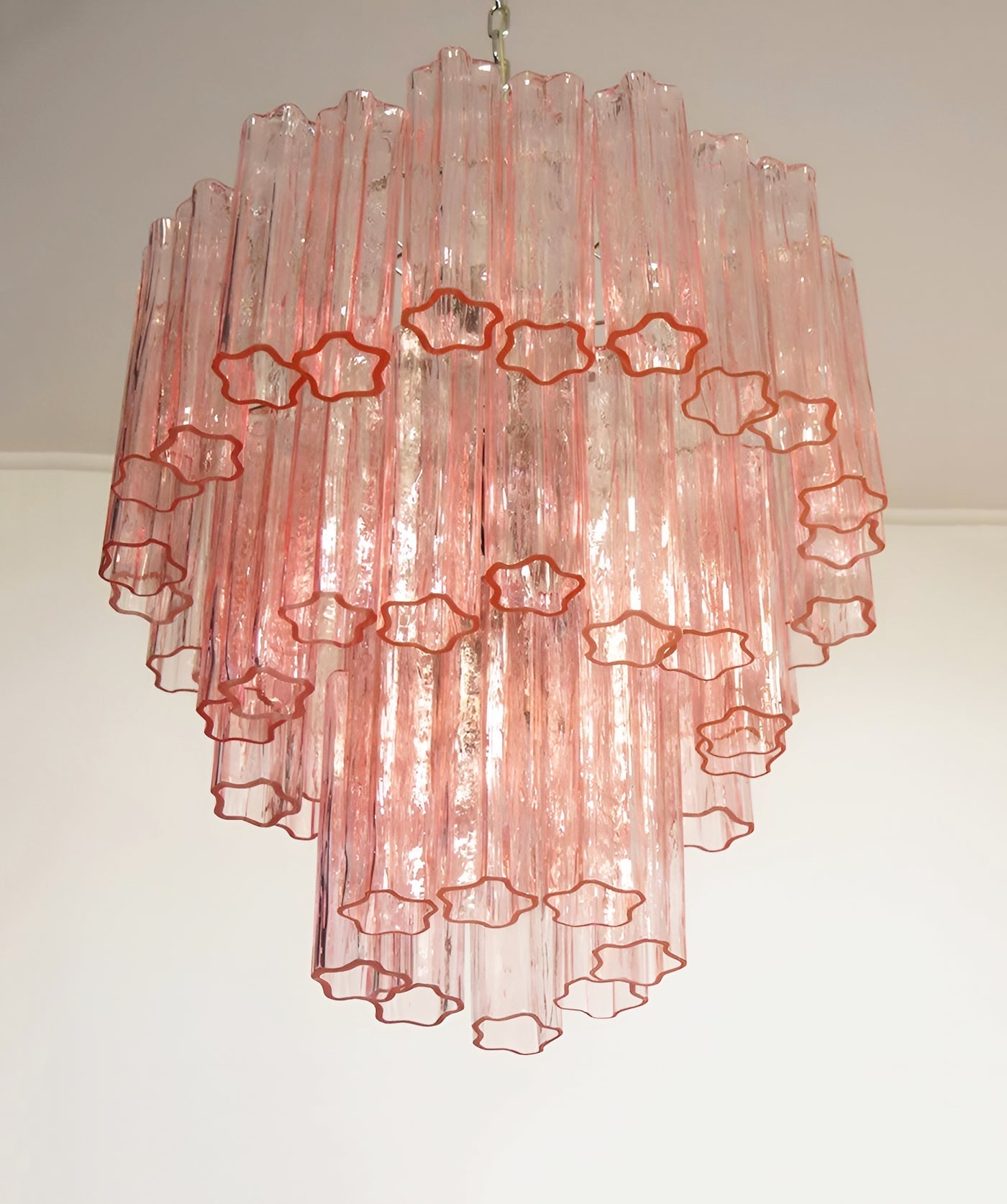 Elegant Rose Tubes Glass Chandelier with Adjustable Height & LED Compa