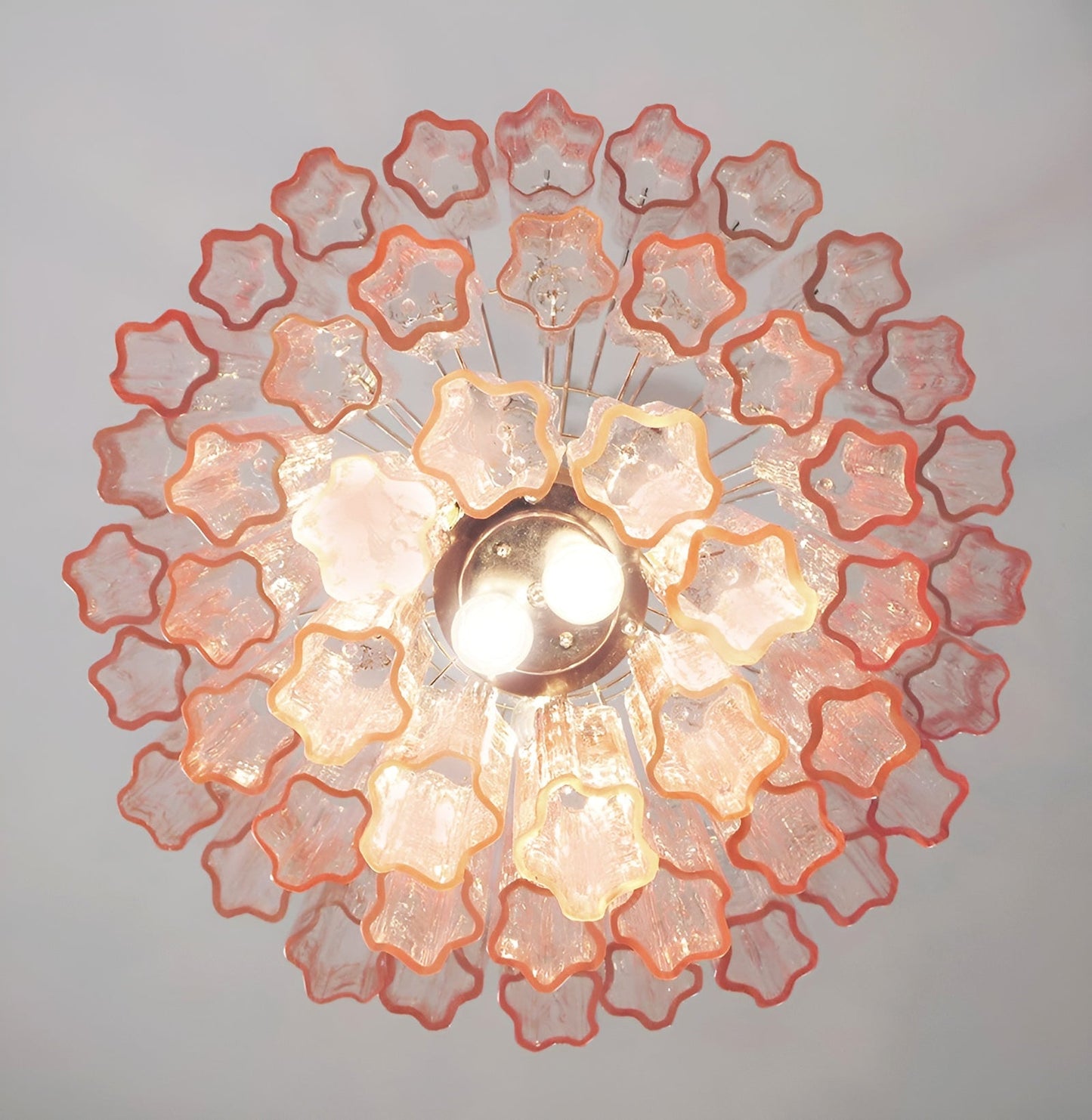 Elegant Rose Tubes Glass Chandelier with Adjustable Height & LED Compa