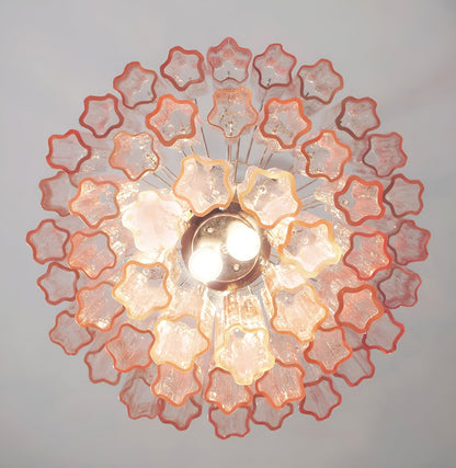 Elegant Rose Tubes Glass Chandelier with Adjustable Height & LED Compa