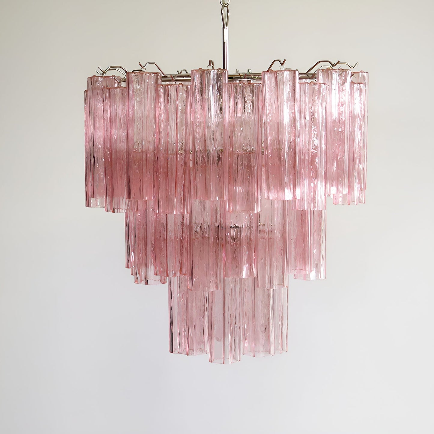 Elegant Rose Tubes Glass Chandelier with Adjustable Height & LED Compa