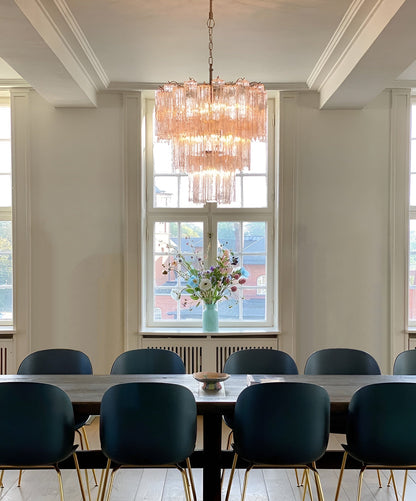 Elegant Rose Tubes Glass Chandelier with Adjustable Height & LED Compa
