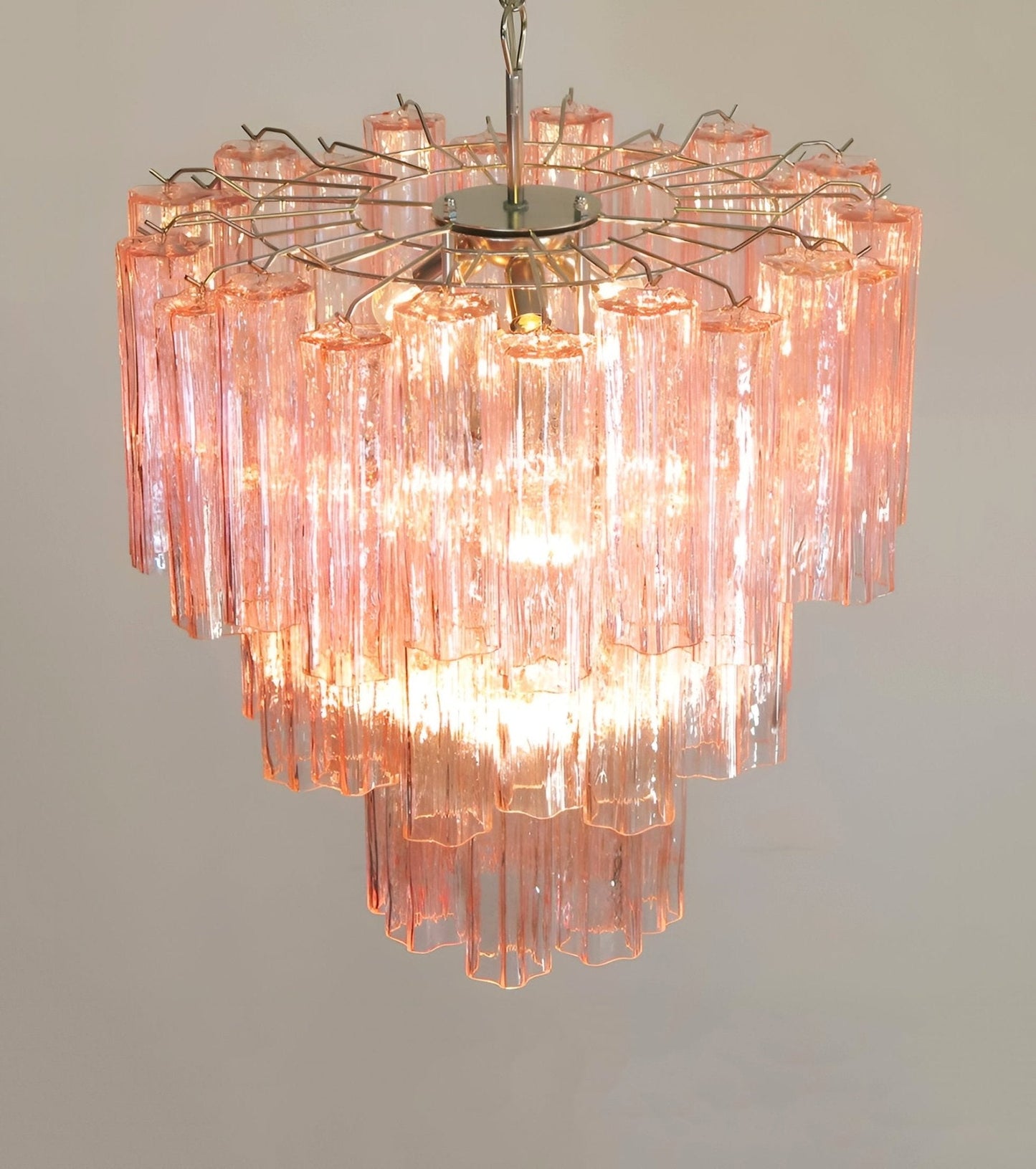 Elegant Rose Tubes Glass Chandelier with Adjustable Height & LED Compa