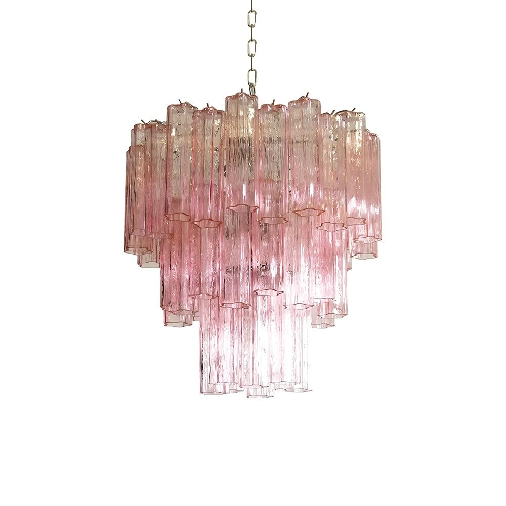 Elegant Rose Tubes Glass Chandelier with Adjustable Height & LED Compa