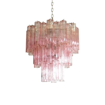 Elegant Rose Tubes Glass Chandelier with Adjustable Height & LED Compa