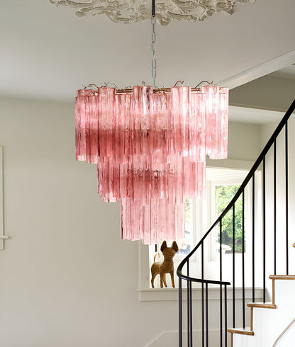 Elegant Rose Tubes Glass Chandelier with Adjustable Height & LED Compa