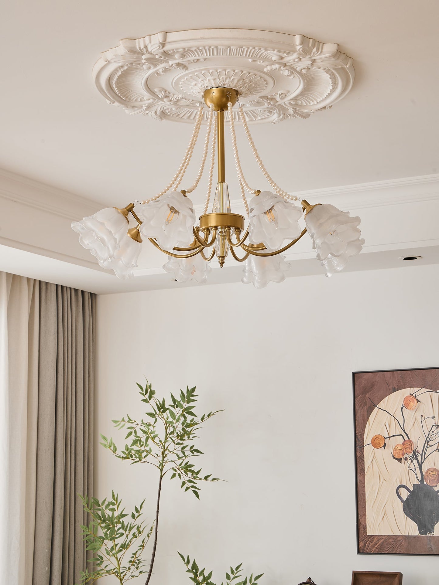 Rosemarie Bloom Crystal Chandelier - Elegant Design, Adjustable Height