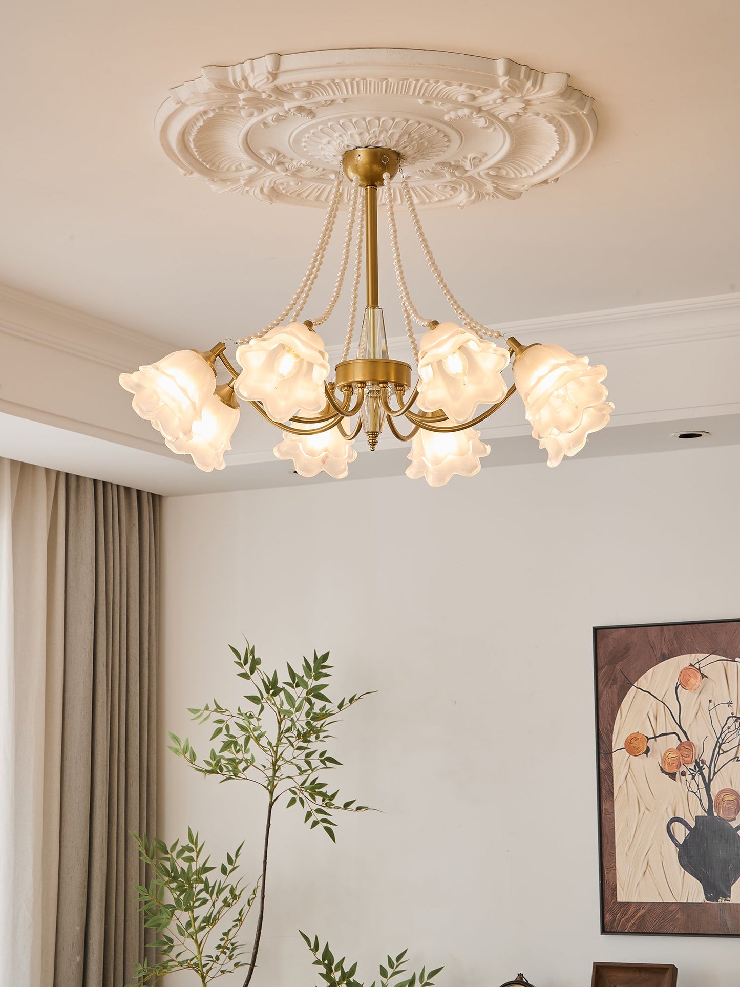 Rosemarie Bloom Crystal Chandelier - Elegant Design, Adjustable Height
