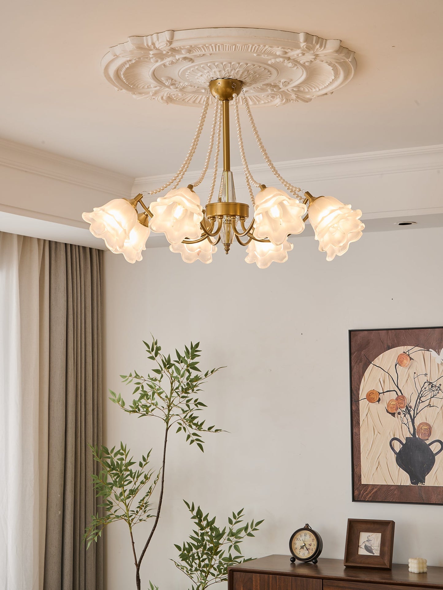 Rosemarie Bloom Crystal Chandelier - Elegant Design, Adjustable Height
