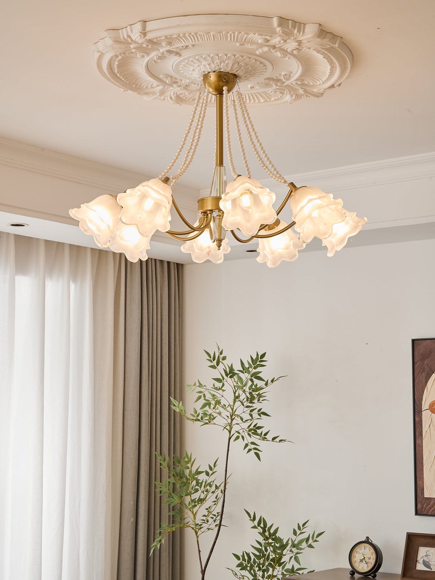 Rosemarie Bloom Crystal Chandelier - Elegant Design, Adjustable Height