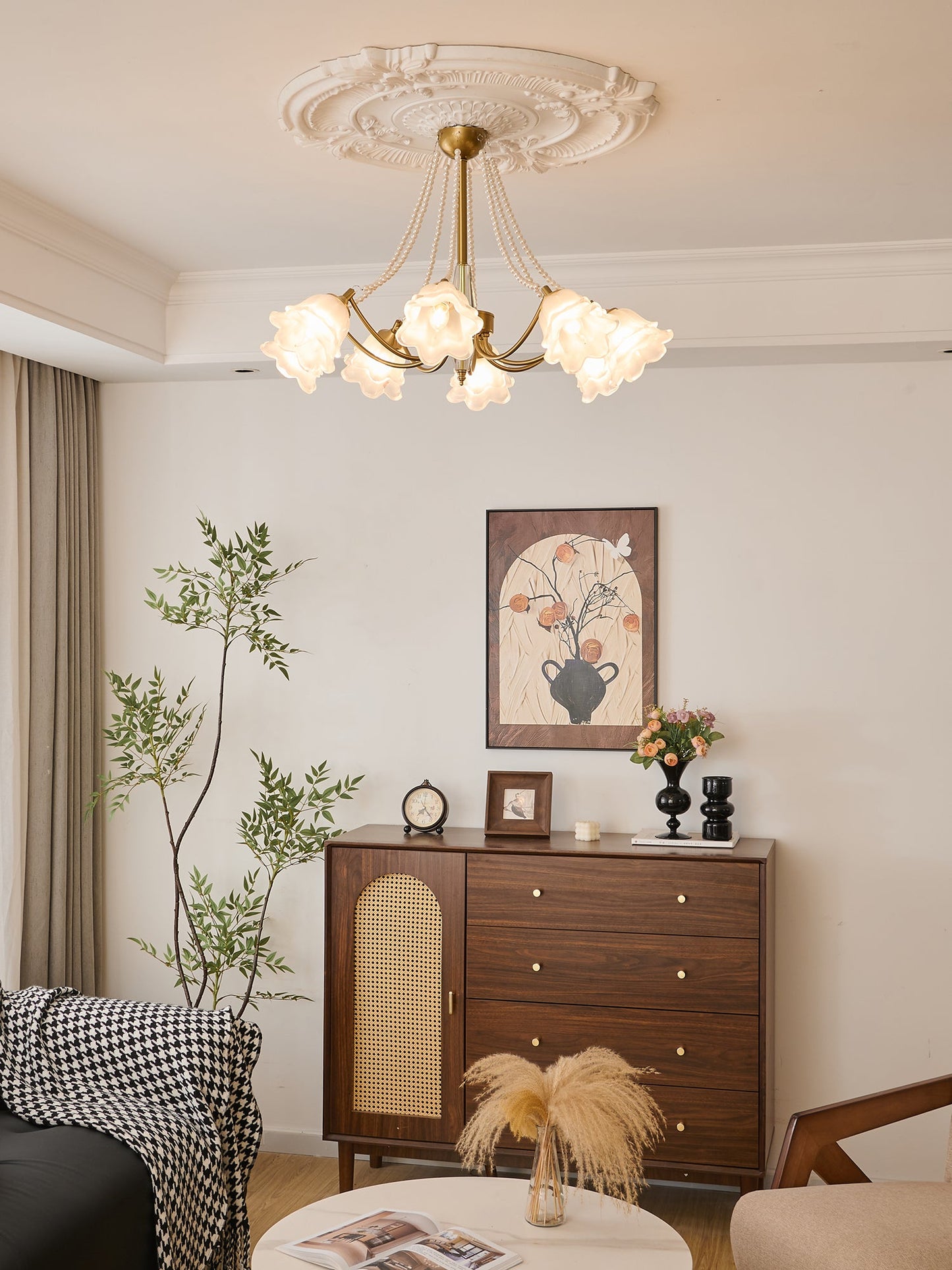 Rosemarie Bloom Crystal Chandelier - Elegant Design, Adjustable Height
