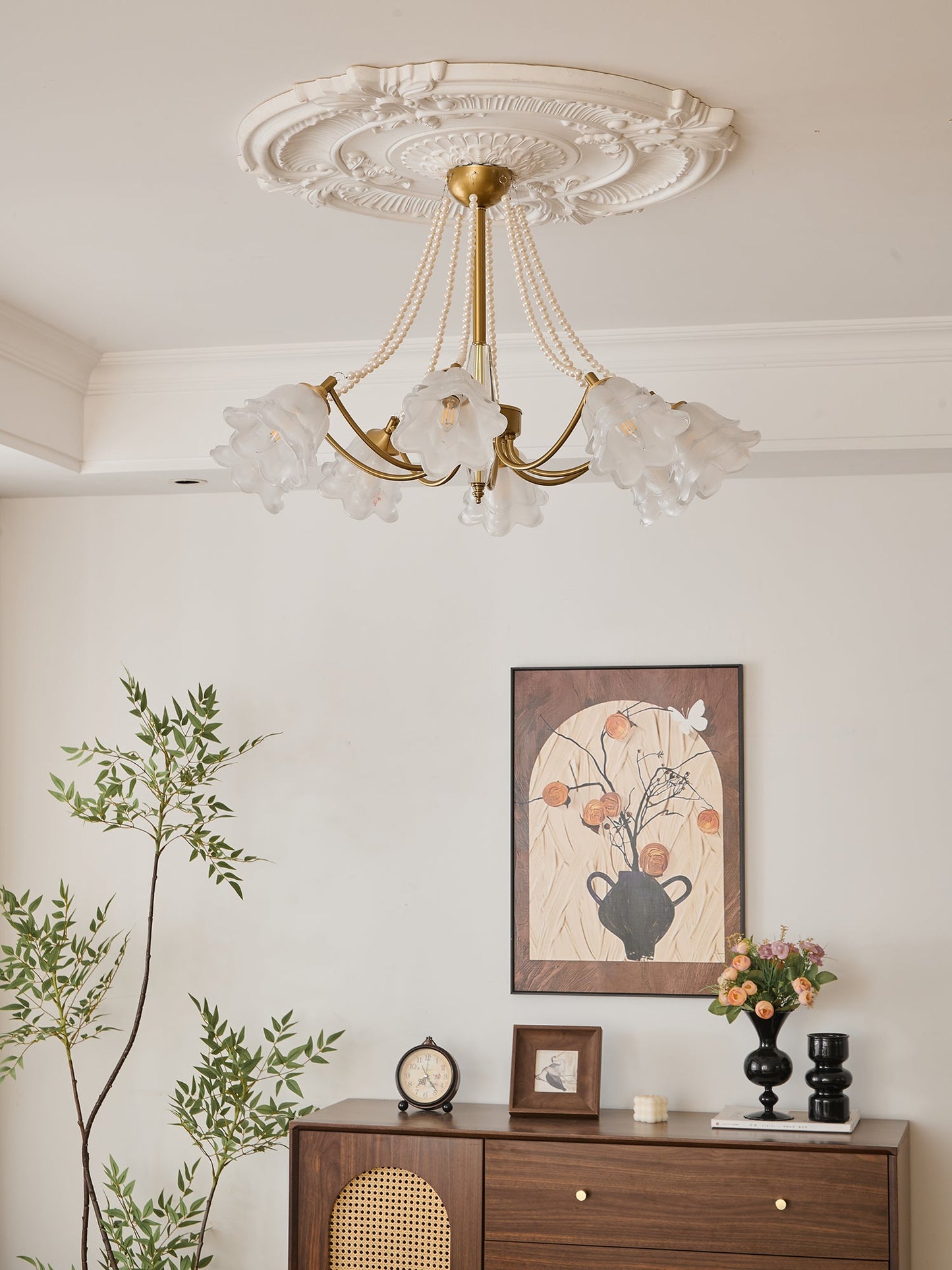 Rosemarie Bloom Crystal Chandelier - Elegant Design, Adjustable Height