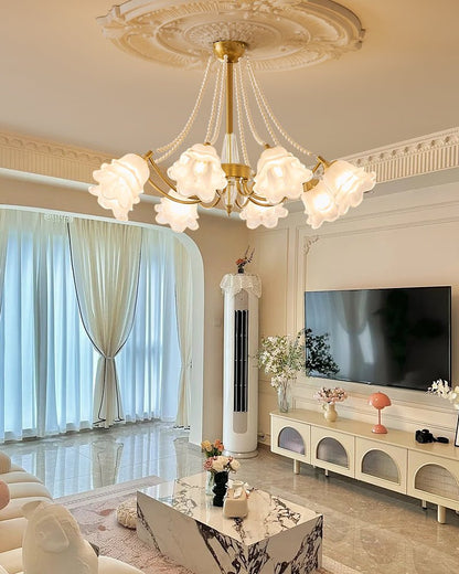 Rosemarie Bloom Crystal Chandelier - Elegant Design, Adjustable Height