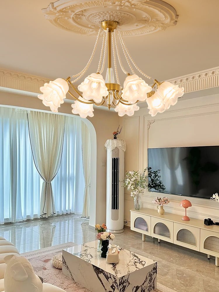 Rosemarie Bloom Crystal Chandelier - Elegant Design, Adjustable Height