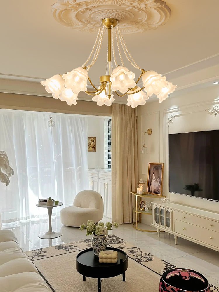 Rosemarie Bloom Crystal Chandelier - Elegant Design, Adjustable Height
