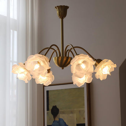 Elegant Roses Chandelier - Adjustable Height & Dimmable Lighting