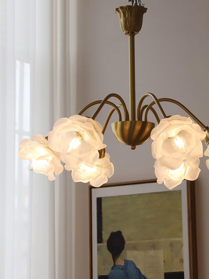 Elegant Roses Chandelier - Adjustable Height & Dimmable Lighting