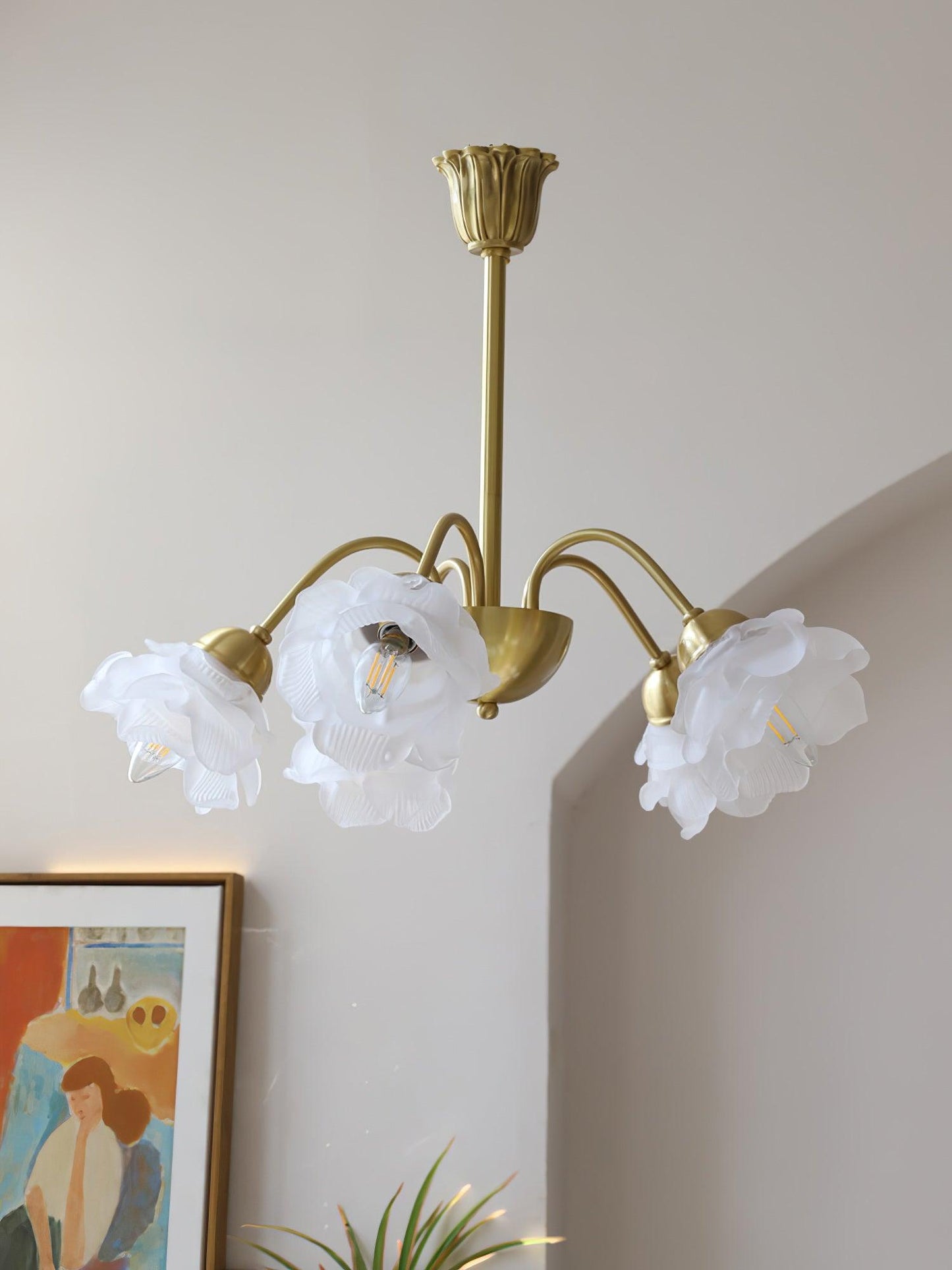 Elegant Roses Chandelier - Adjustable Height & Dimmable Lighting