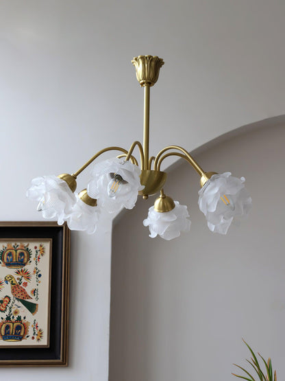 Elegant Roses Chandelier - Adjustable Height & Dimmable Lighting