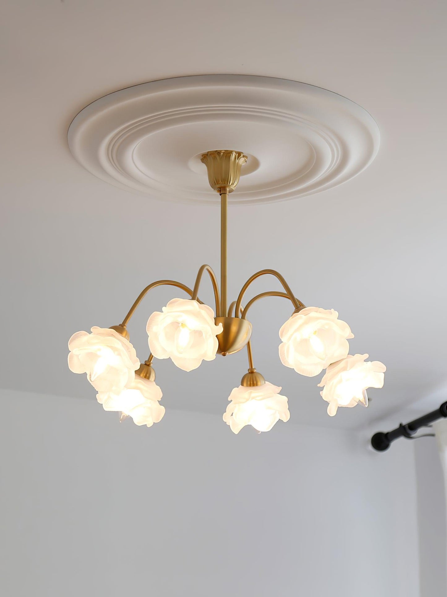 Elegant Roses Chandelier - Adjustable Height & Dimmable Lighting