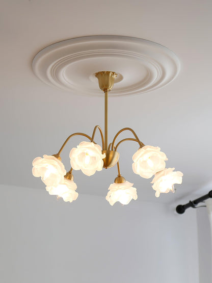 Elegant Roses Chandelier - Adjustable Height & Dimmable Lighting