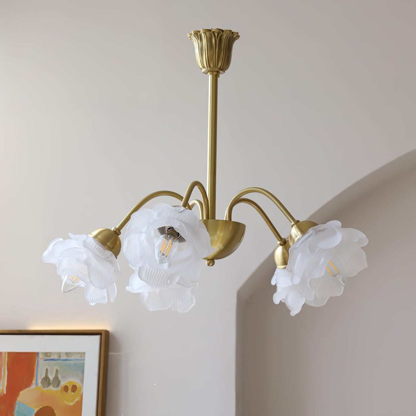Elegant Roses Chandelier - Adjustable Height & Dimmable Lighting
