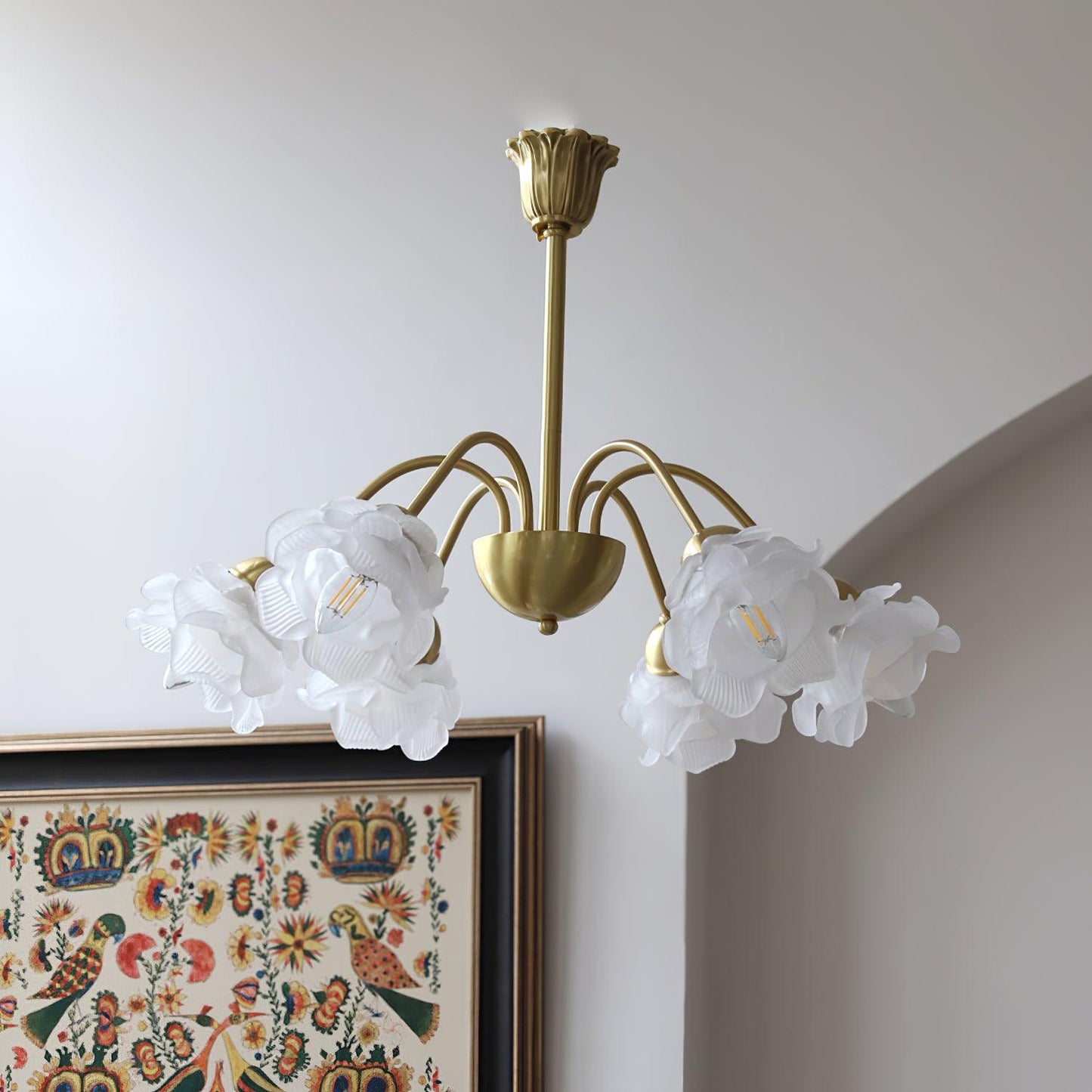 Elegant Roses Chandelier - Adjustable Height & Dimmable Lighting