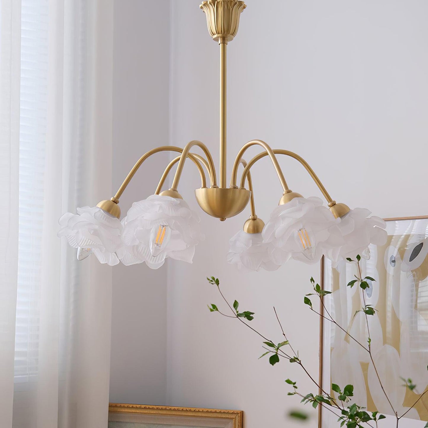 Elegant Roses Chandelier - Adjustable Height & Dimmable Lighting