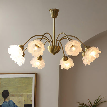 Elegant Roses Chandelier - Adjustable Height & Dimmable Lighting