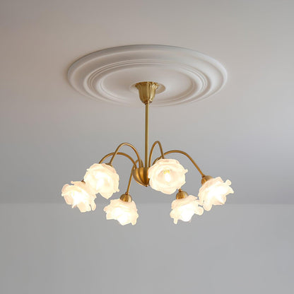 Elegant Roses Chandelier - Adjustable Height & Dimmable Lighting