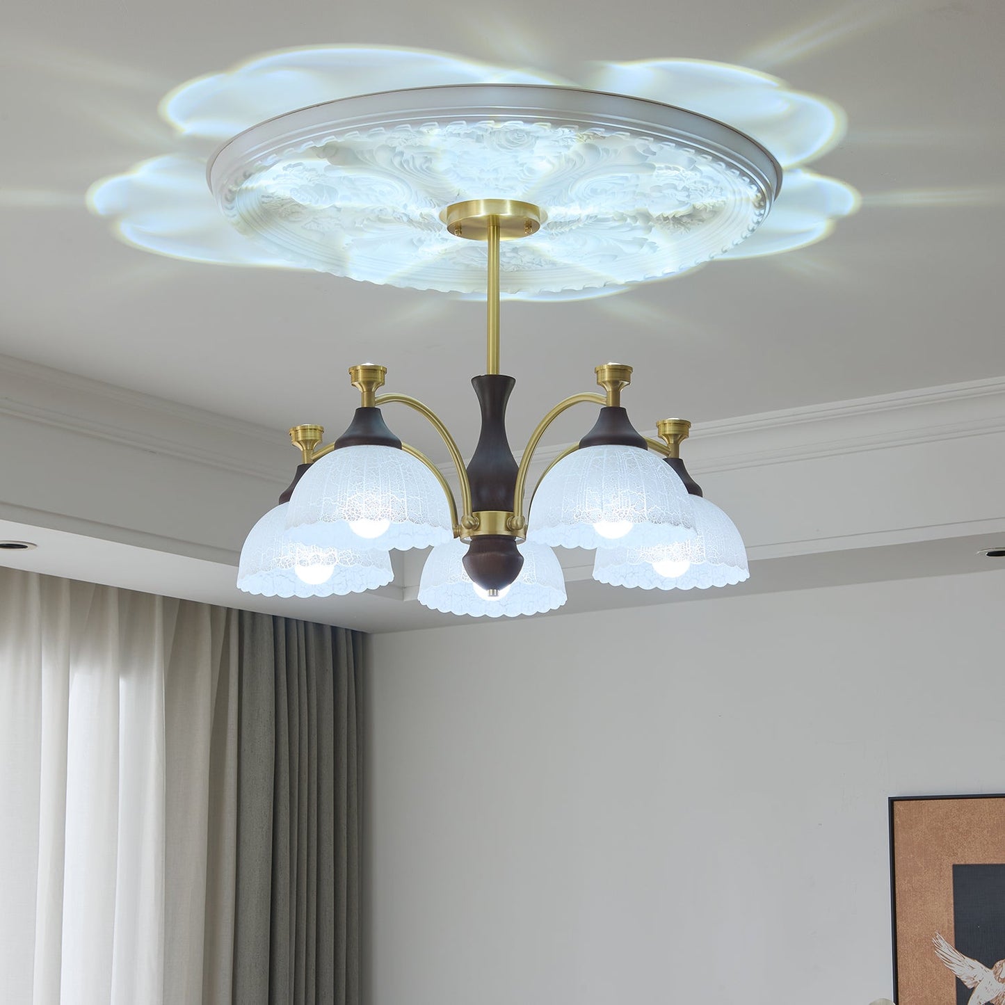 Rosetta Chandelier - Elegant Crystal Lighting with Adjustable Brightne