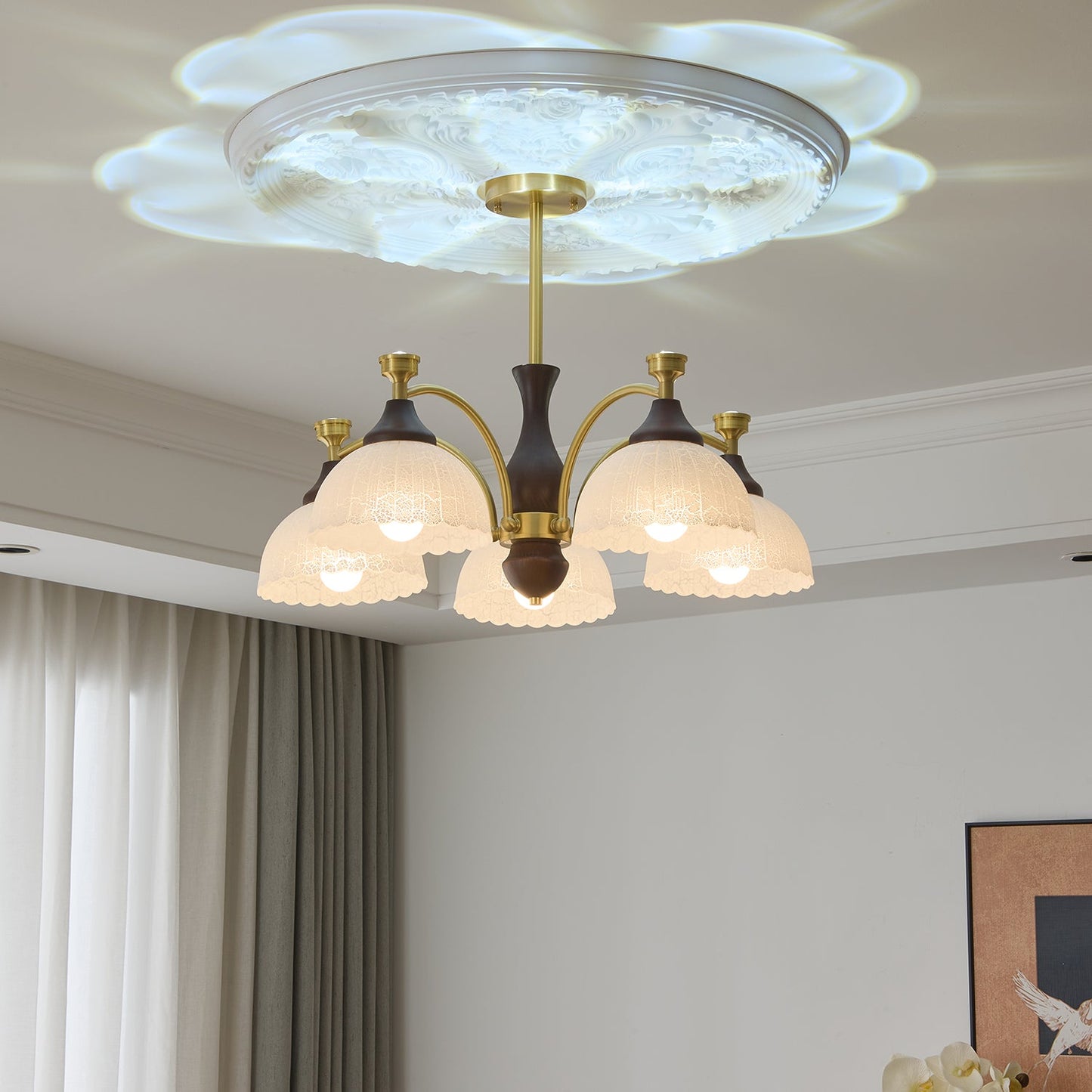 Rosetta Chandelier - Elegant Crystal Lighting with Adjustable Brightne
