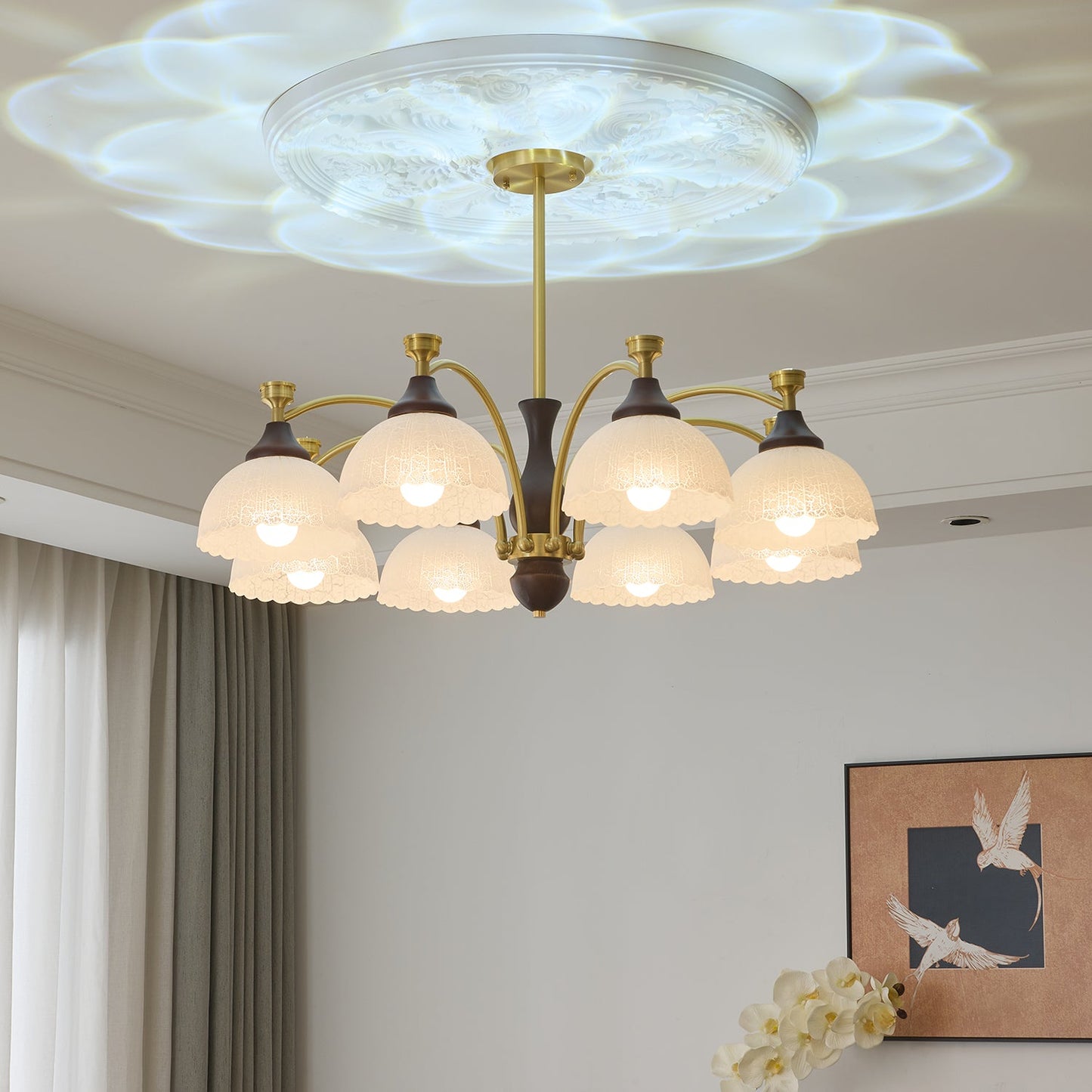 Rosetta Chandelier - Elegant Crystal Lighting with Adjustable Brightne