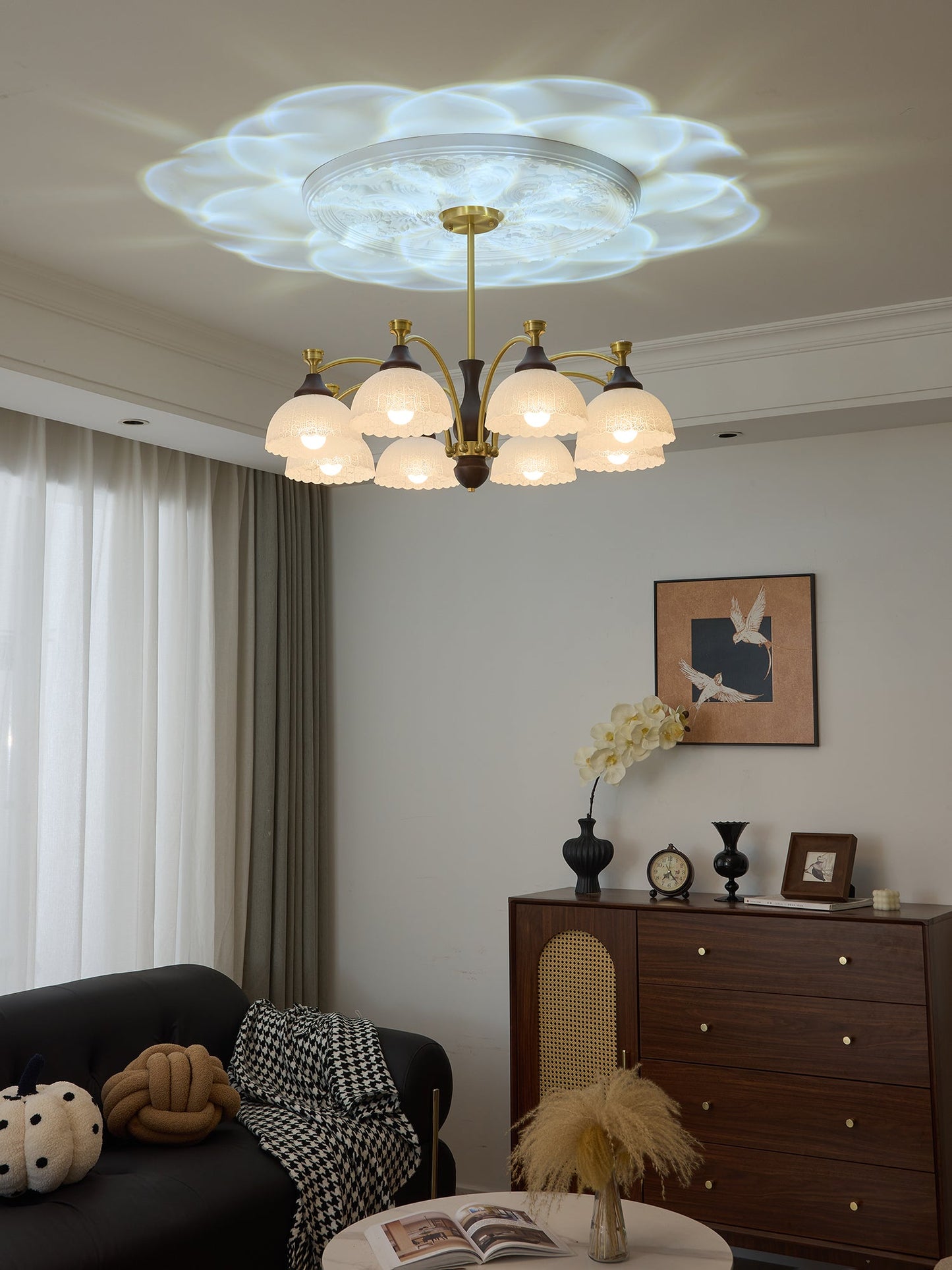 Rosetta Chandelier - Elegant Crystal Lighting with Adjustable Brightne