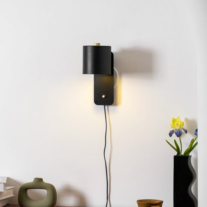 Rotatable Cylinder Plug-in Wall Lamp with Adjustable Brightness & Mode
