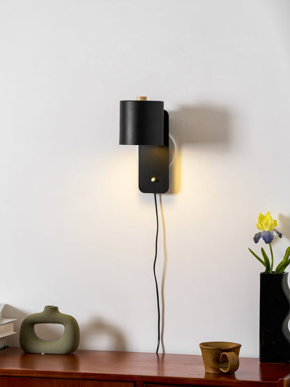Rotatable Cylinder Plug-in Wall Lamp with Adjustable Brightness & Mode