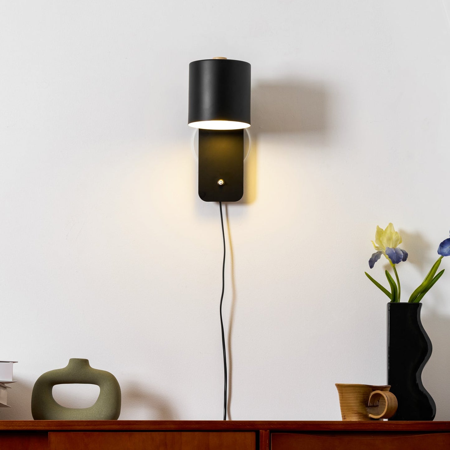 Rotatable Cylinder Plug-in Wall Lamp with Adjustable Brightness & Mode