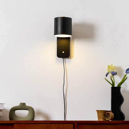Rotatable Cylinder Plug-in Wall Lamp with Adjustable Brightness & Mode