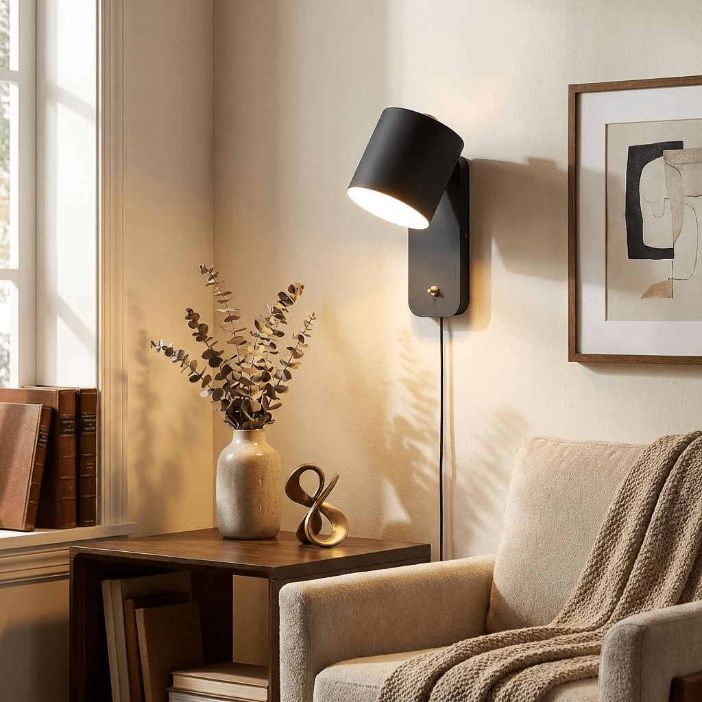 Rotatable Cylinder Plug-in Wall Lamp with Adjustable Brightness & Mode