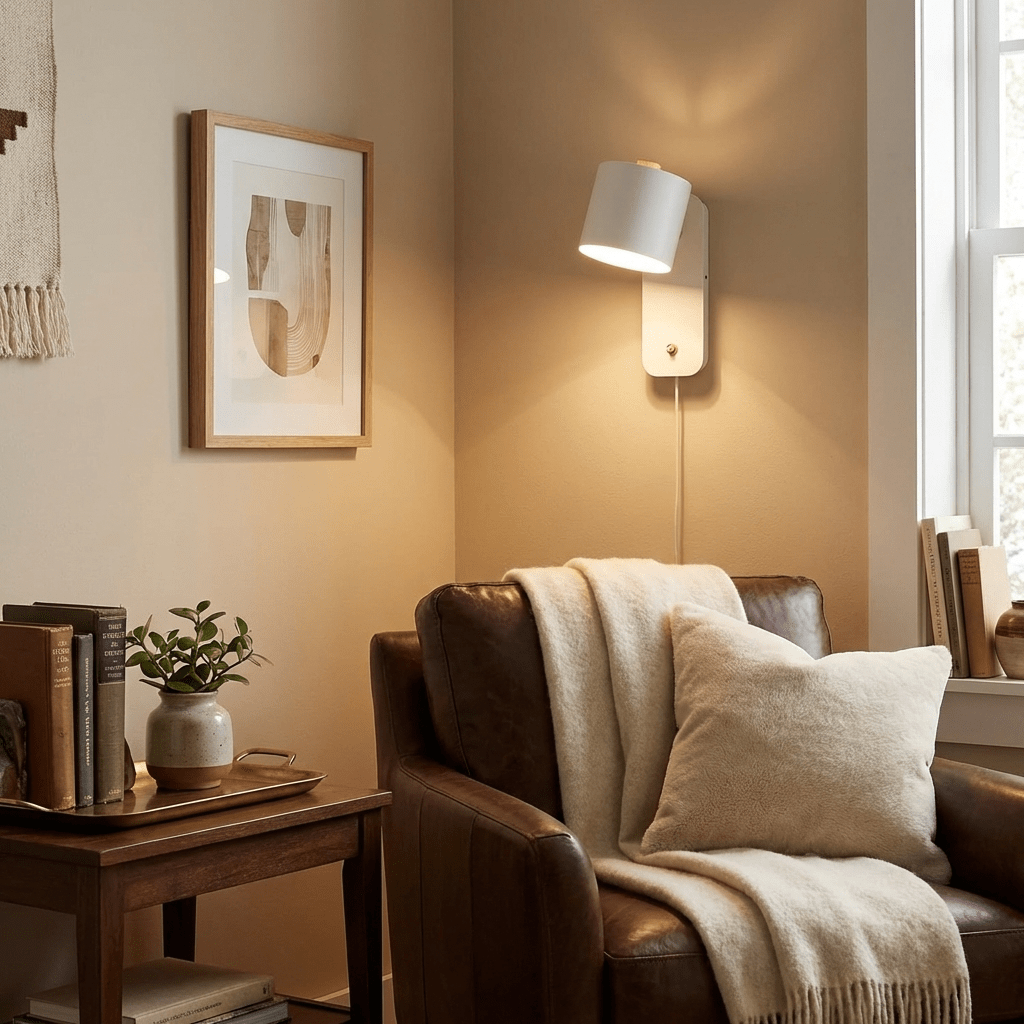 Rotatable Cylinder Plug-in Wall Lamp with Adjustable Brightness & Mode