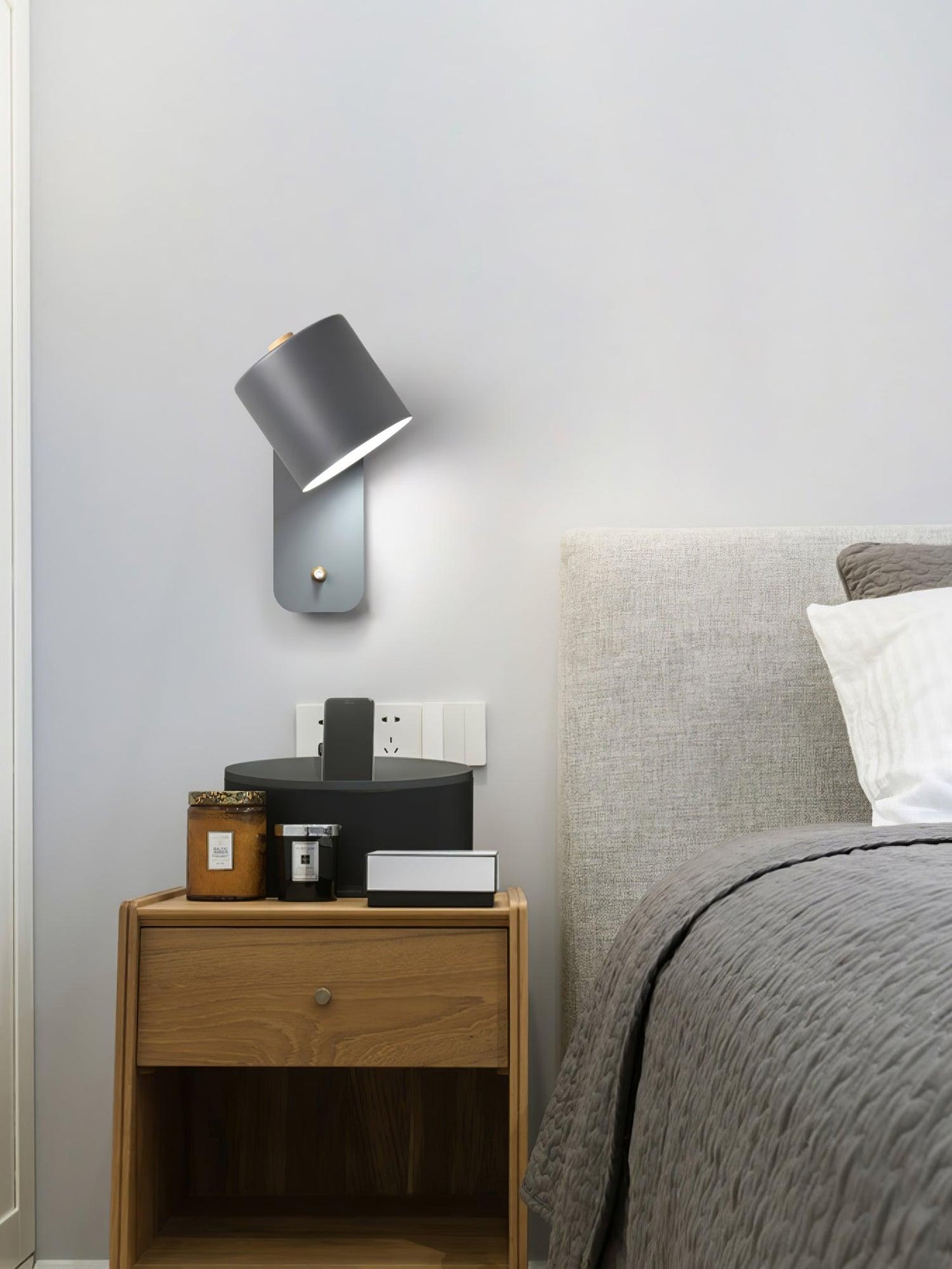 Rotatable Cylinder Wall Lamp with Adjustable Brightness and Modern Des