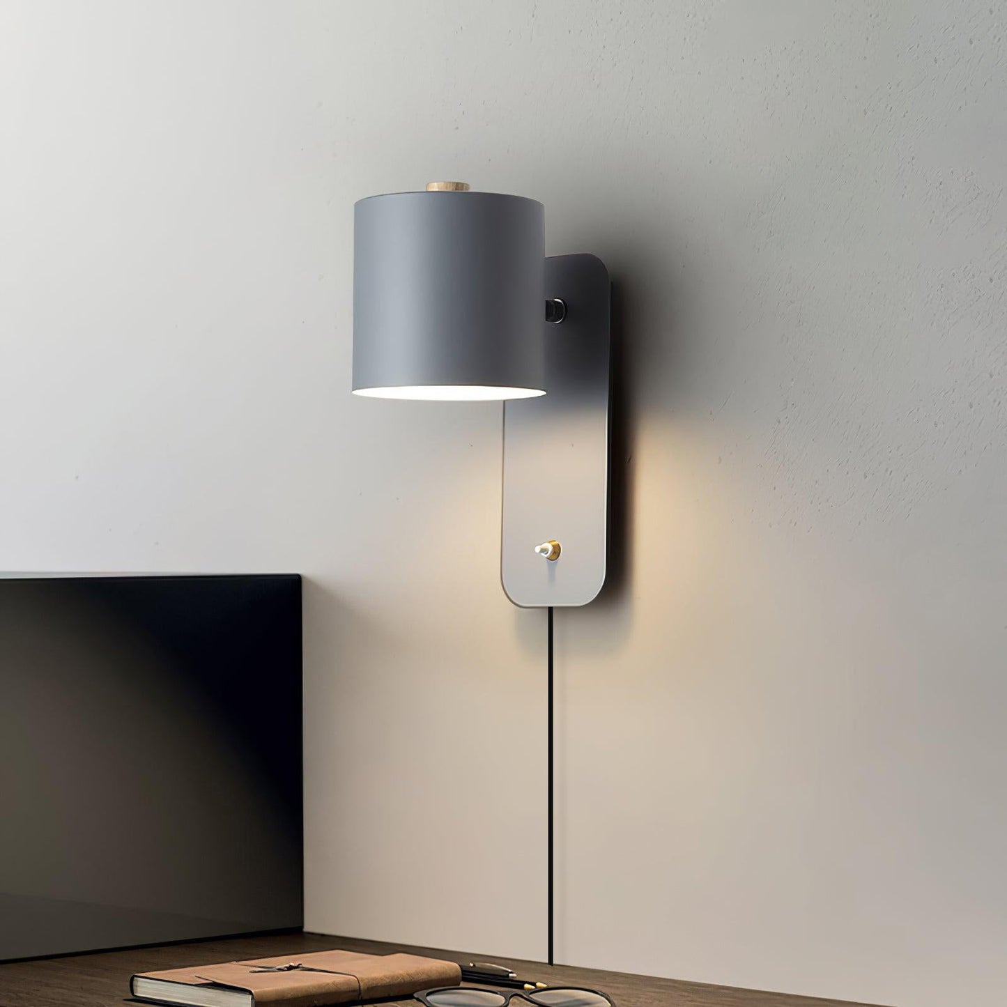 Rotatable Cylinder Plug-in Wall Lamp with Adjustable Brightness & Mode