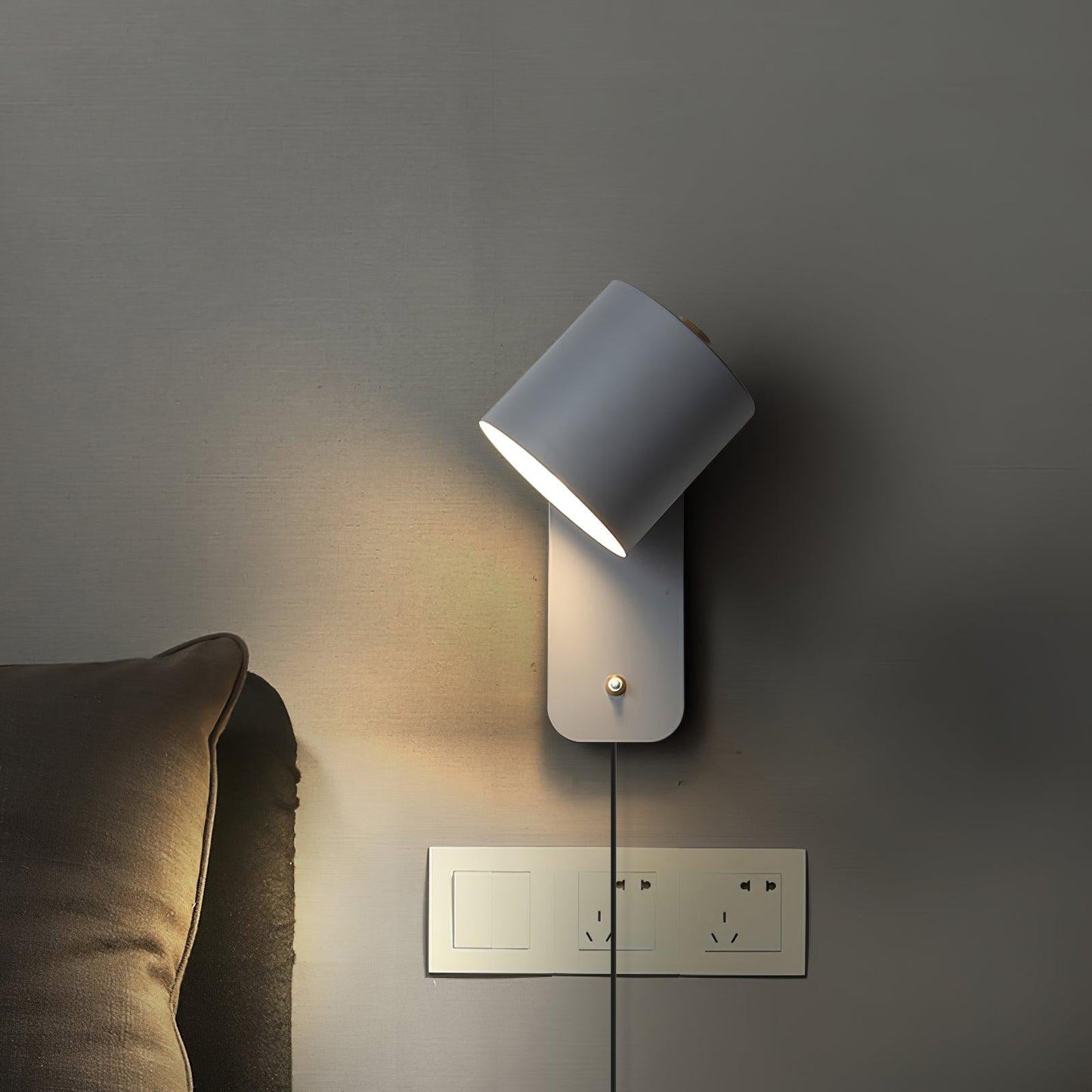Rotatable Cylinder Plug-in Wall Lamp with Adjustable Brightness & Mode