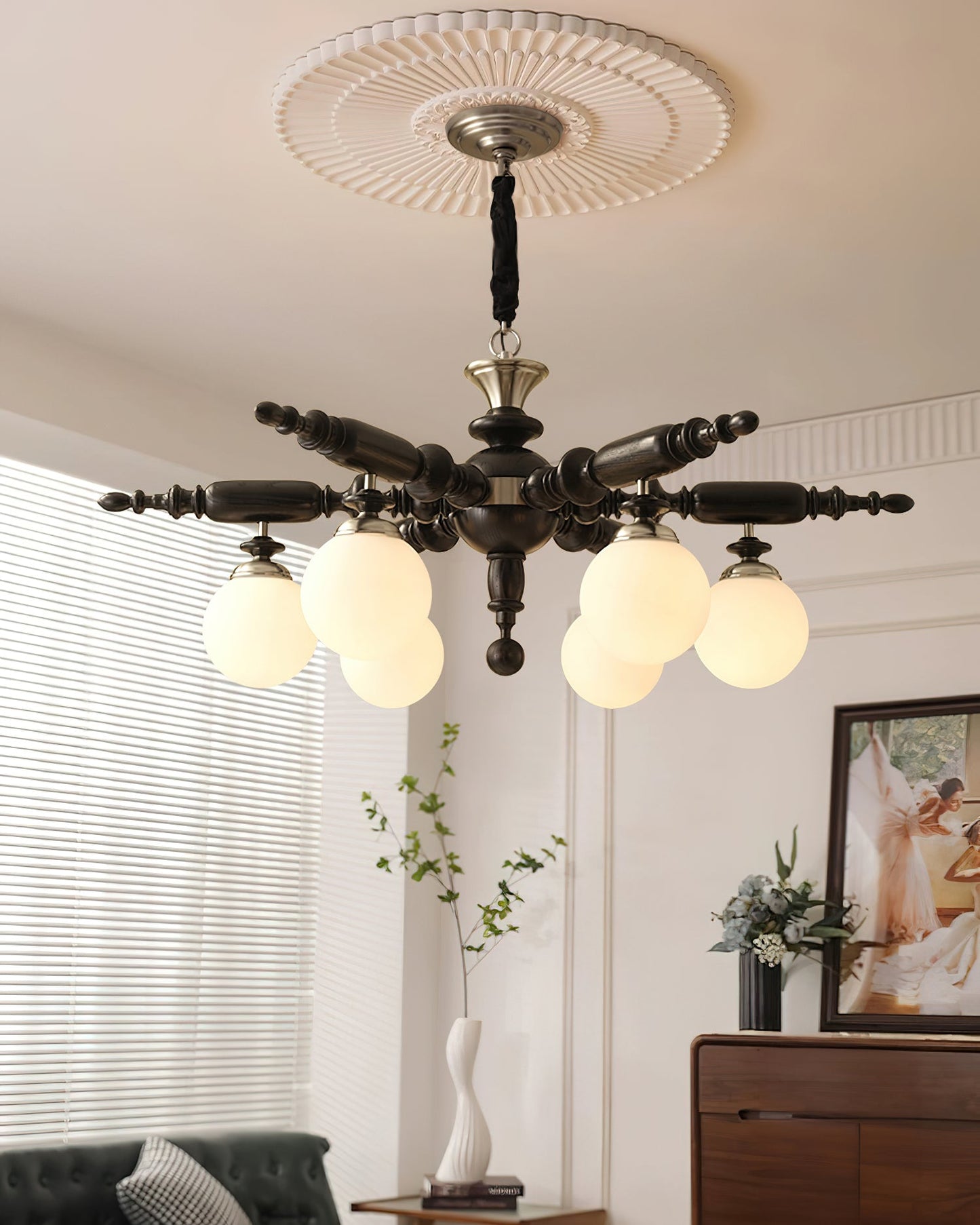 Elegant Rotating Stick Chandelier - Adjustable Height, Energy Efficien