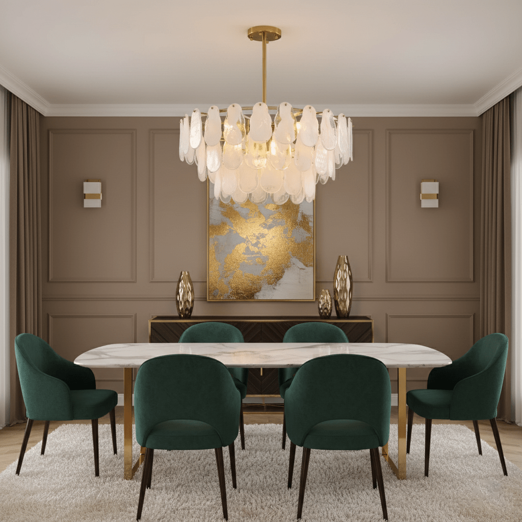 Modern Round Cloud Glass Chandelier with Adjustable Height & Soft Illu
